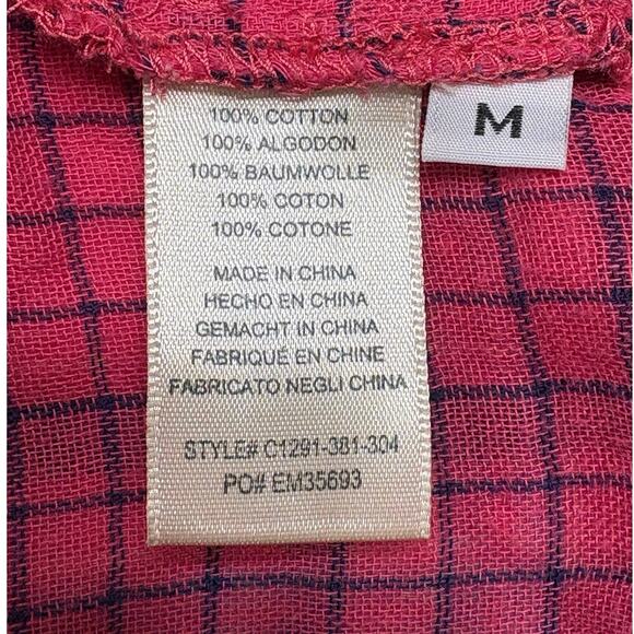Cloth & Stone Pink Plaid Cotton Button Up Medium - Picture 4 of 4